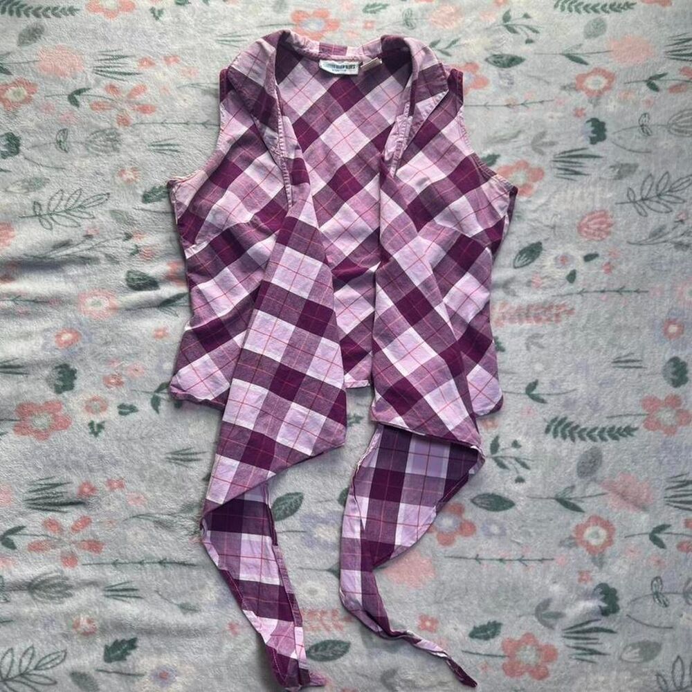 Canyon River Blues Vintage Y2K Plaid Wrap Top Vest S Western Indie Cottage Fairy